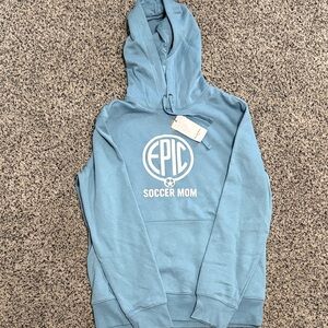 Custom Designed Soccer Mom Blue Hoodie-New With Tags